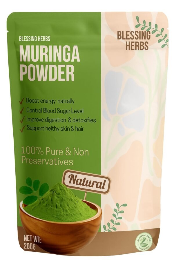 blessing herbs organic moringa powder – 100% natural superfood, 100g