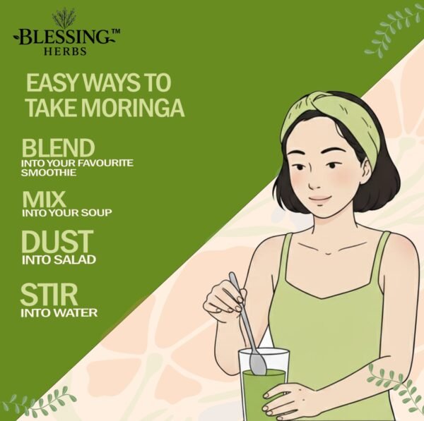 blessing herbs organic moringa powder – 100% natural superfood, 100g